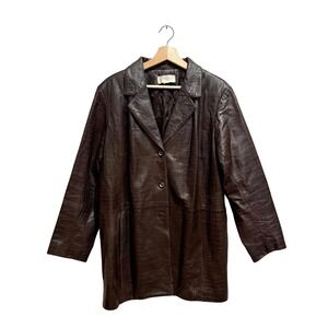 Vintage 90's Liz Claiborne Crocodile Embossed Leather Blazer Jacket